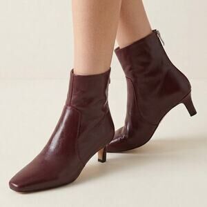 NWOB Madewell Dimes Leather Kitten Heel Ankle Boots Deep Merlot Womens Size 9.5M